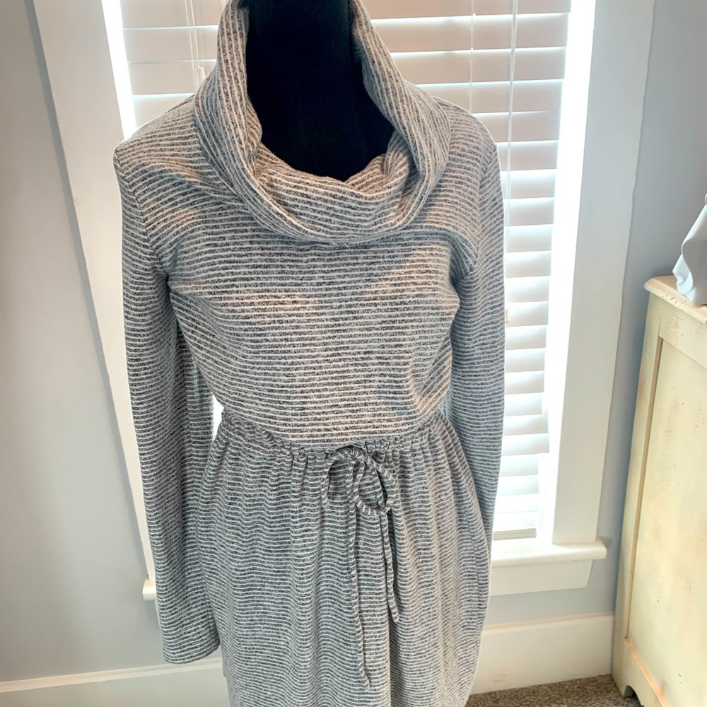Very soft gray and white dress